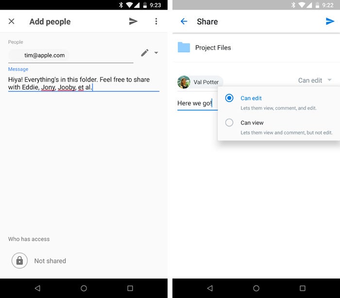 Android apps for collaboration - Google Drive and Microsoft OneDrive