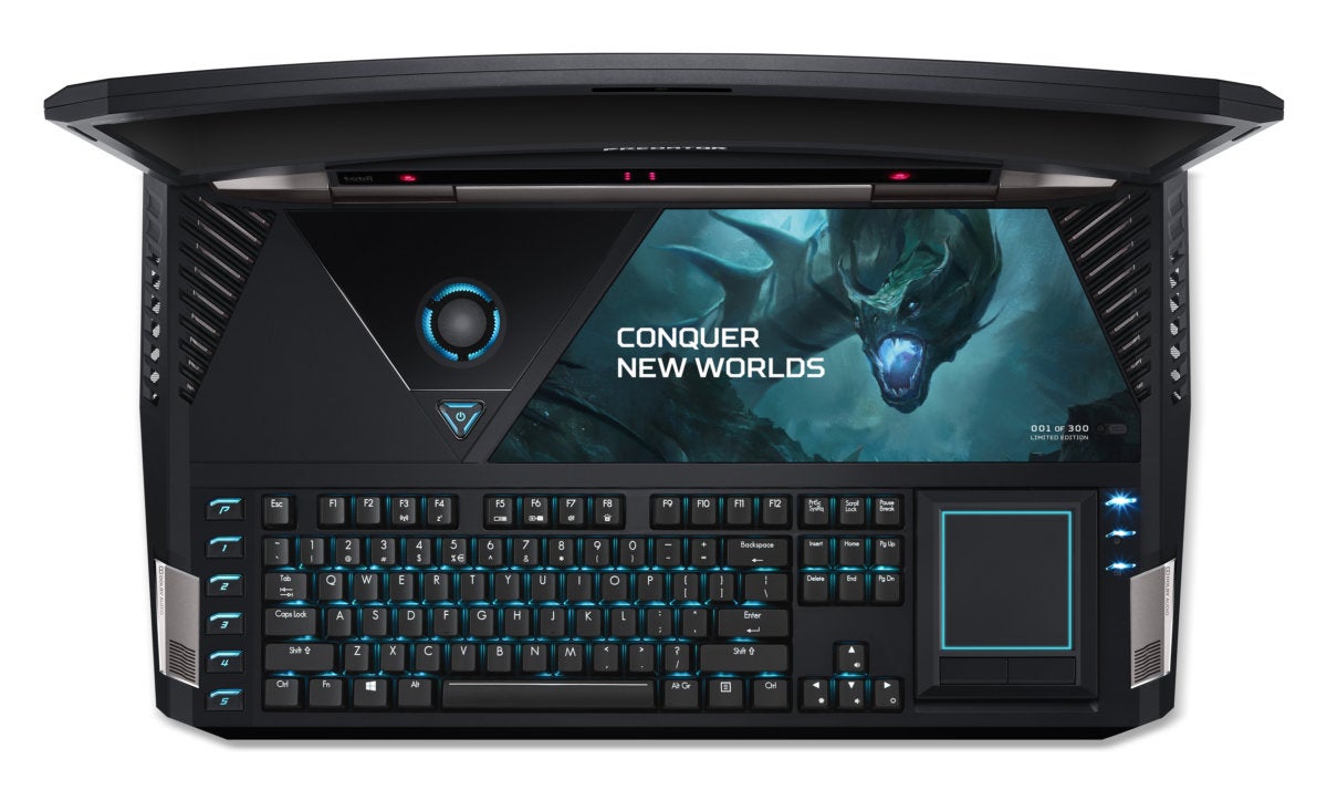 acer predator 21 x gx21 71 keyboard from above lights on touchpad