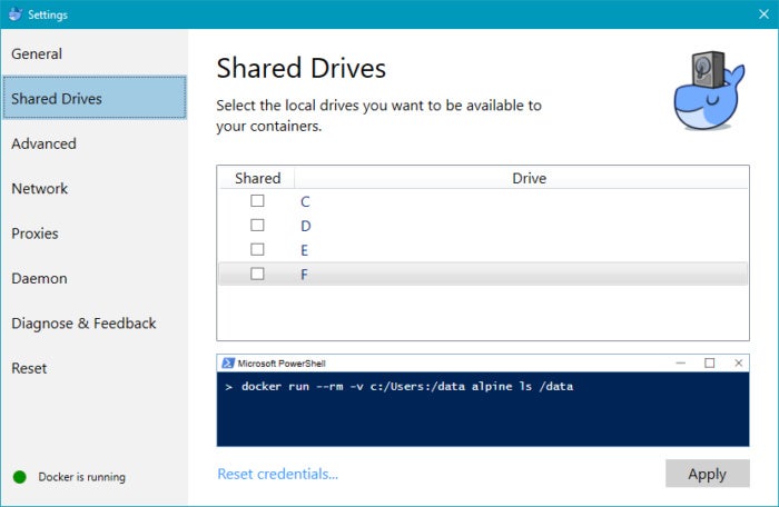 docker for windows shared drives