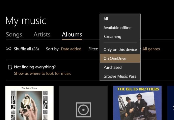 Microsoft Groove Music on onedrive