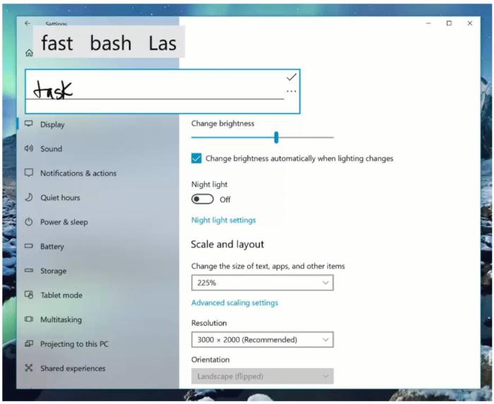 Windows 10 handwriting