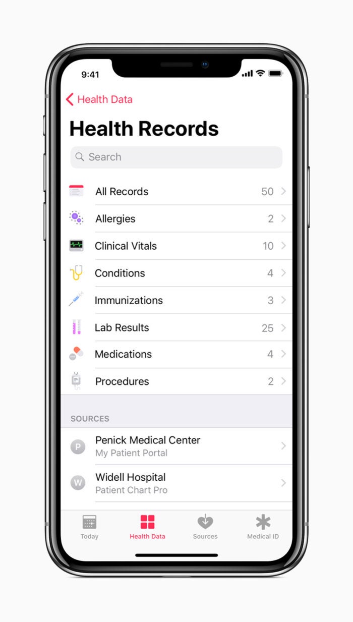 iphone x all health records screen 01232018