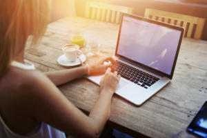 laptop work women business student