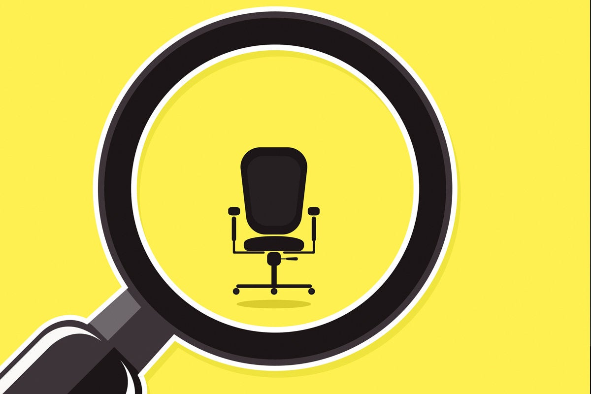 magnifying glass office chair employment career job search recruiter