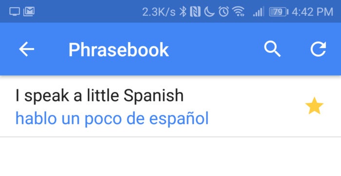 Google Translate phrasebook
