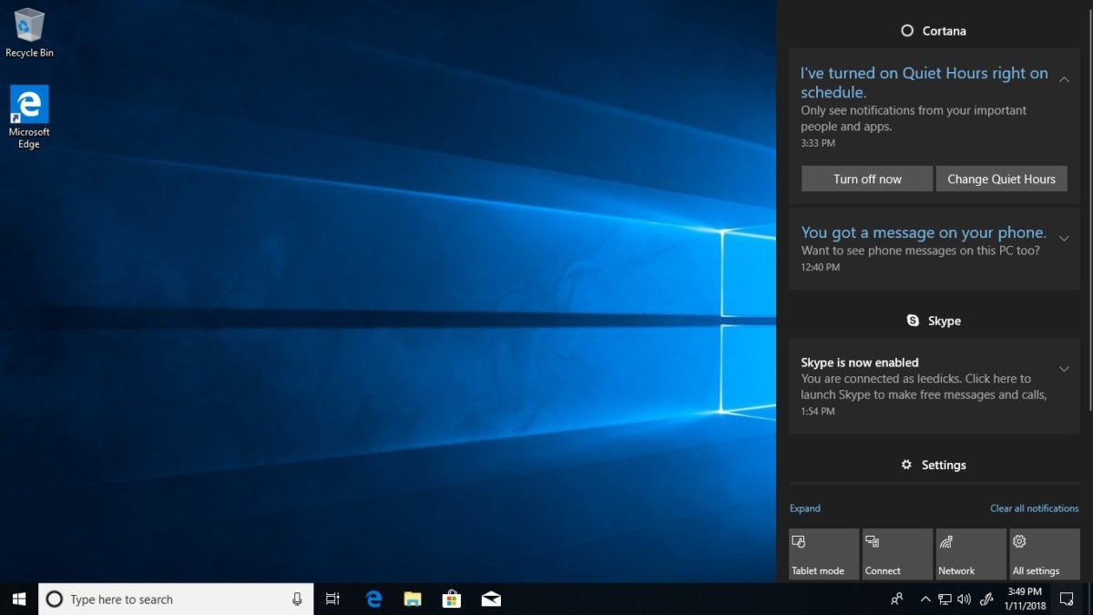 Windows 10 quiet hours