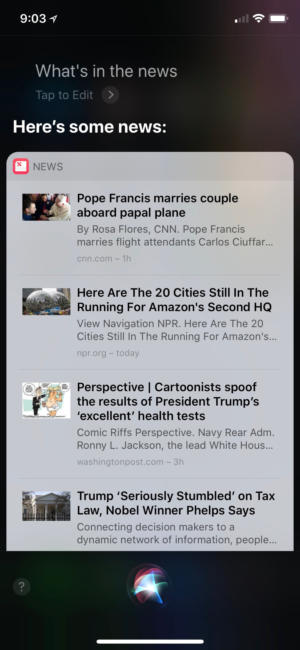 siri news tap