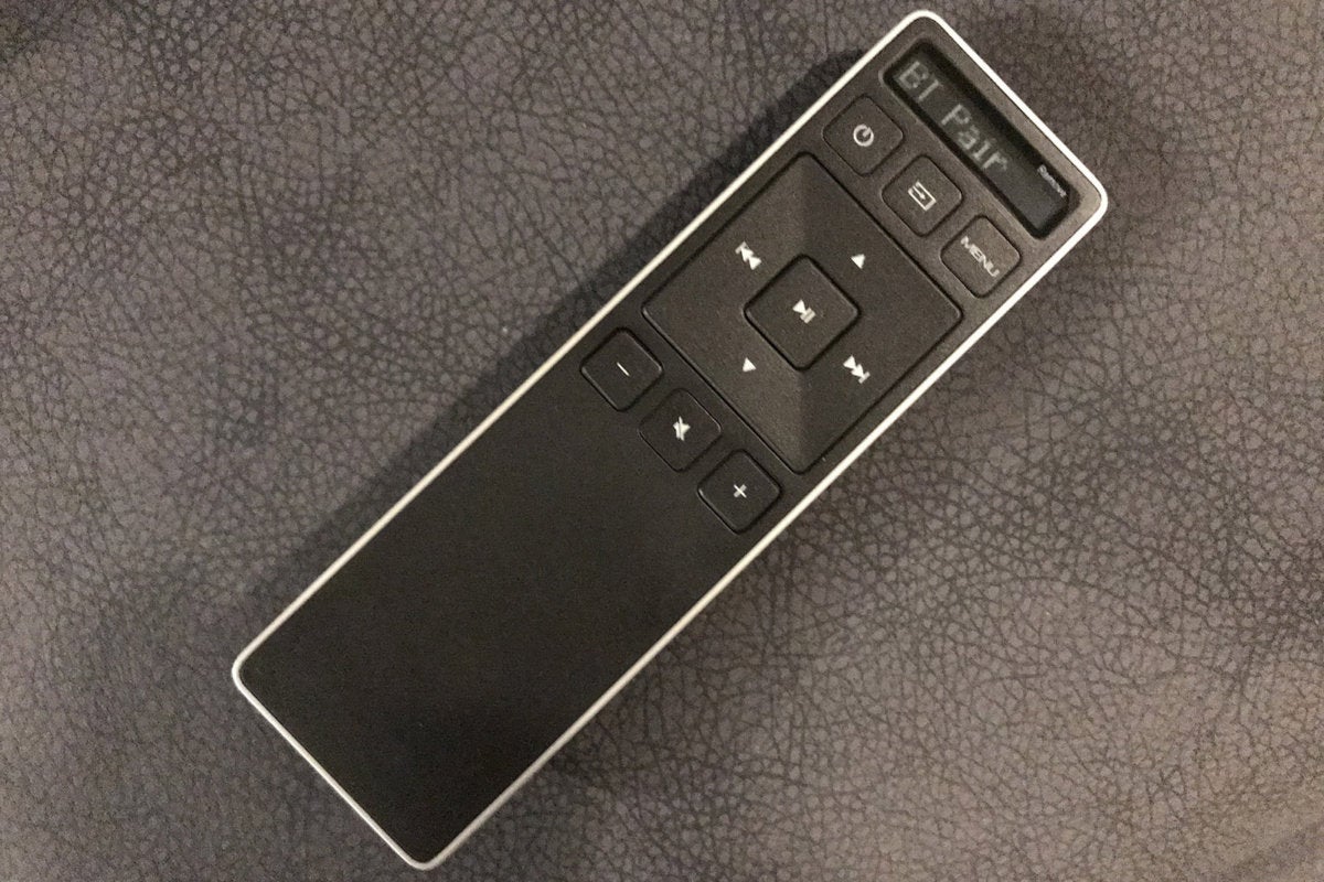 The included remote connects via Bluetooth.