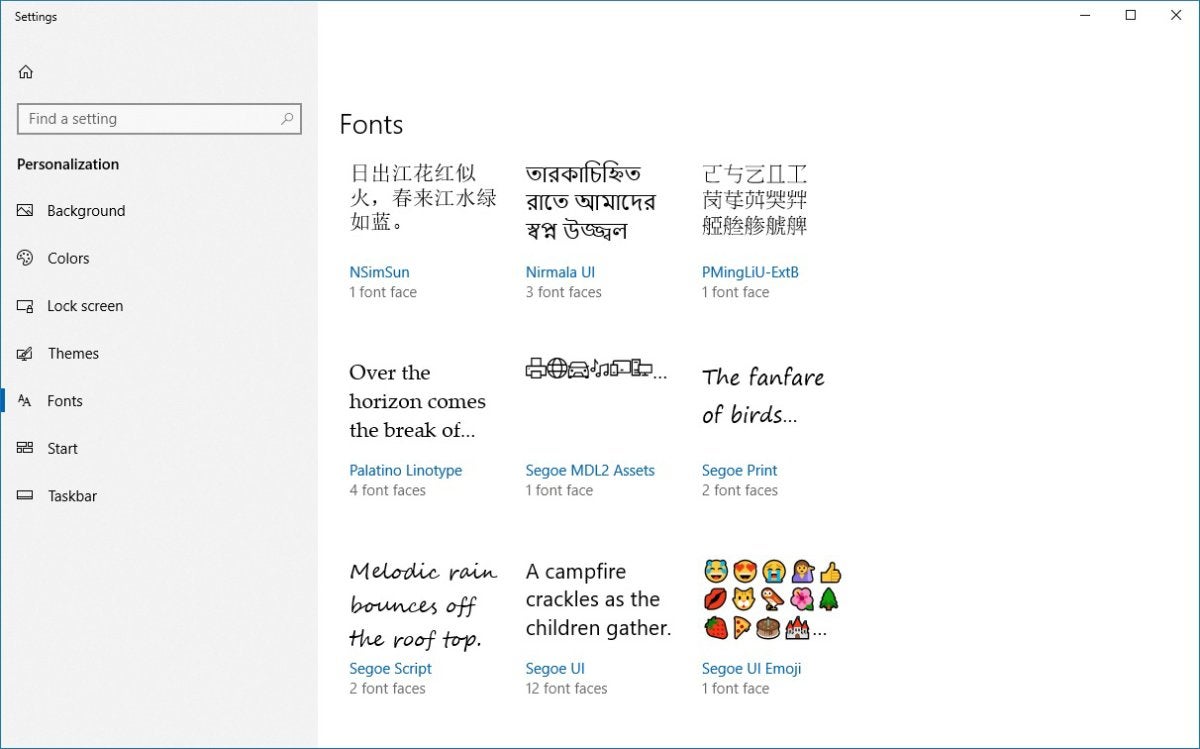 windows 10 fonts settings