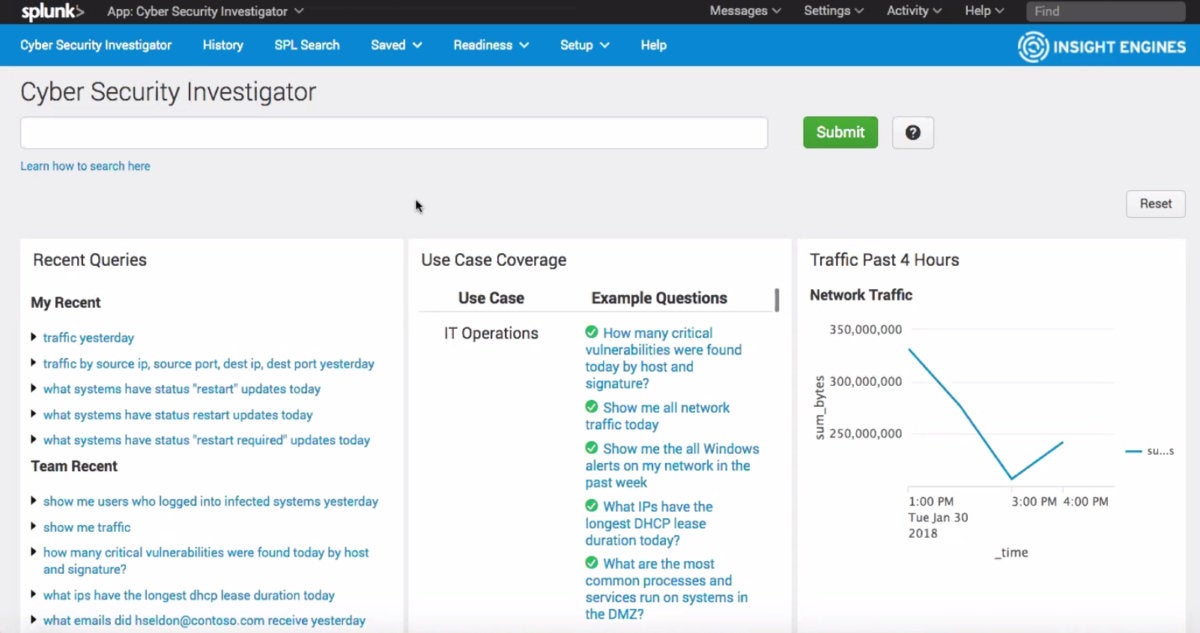 Insight Engines main dashboard