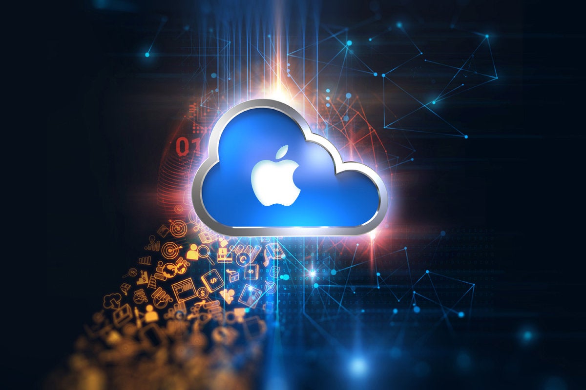 Apple iCloud storage cost - Apple logo against an abstract cloud computing illustration