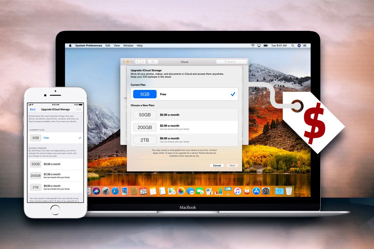 Apple iCloud storage cost - iOS devices displaying iCloud price structure [2018