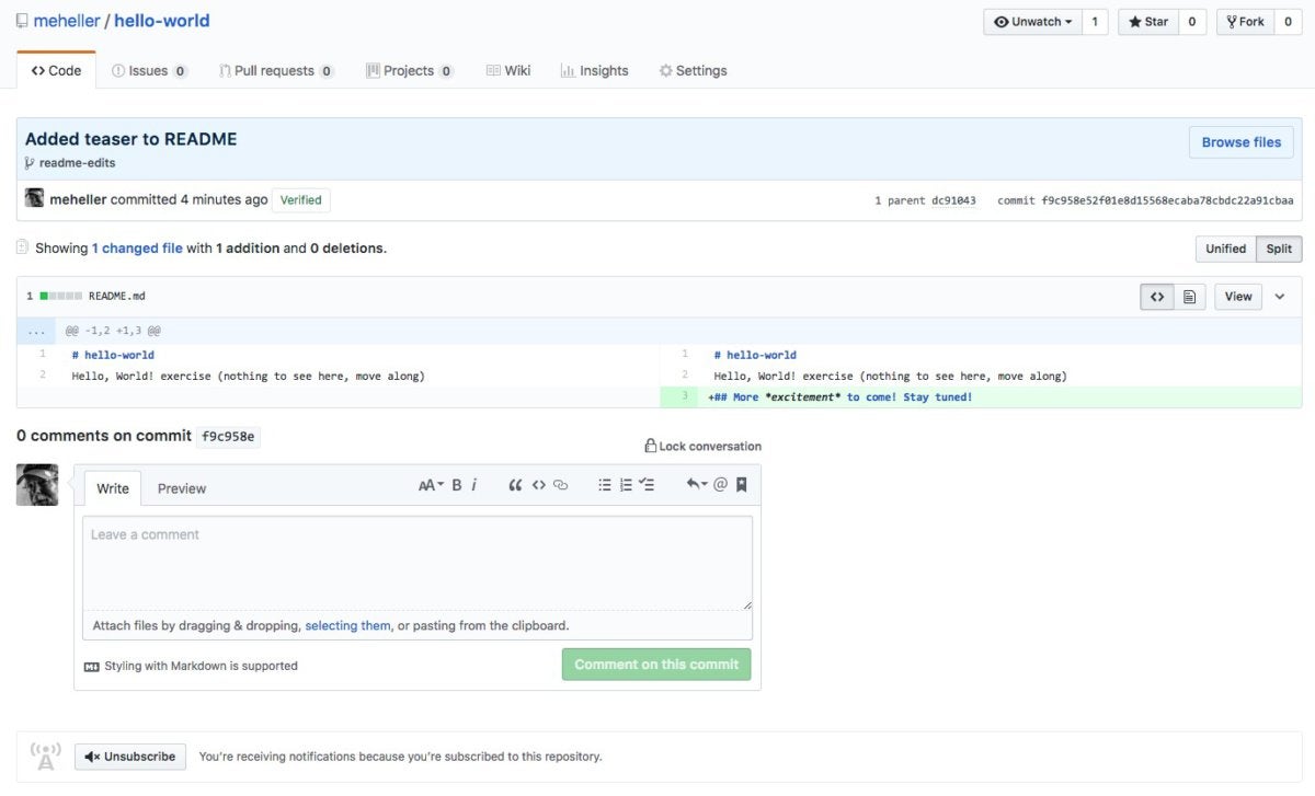 github commit changes