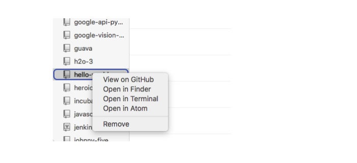 github desktop context menu