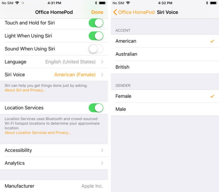 homepod change siri voice