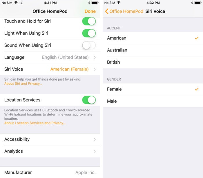 homepod change siri voice