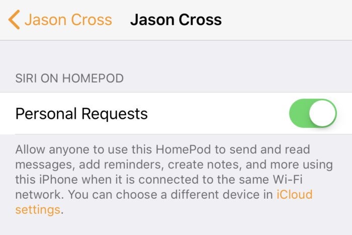 homepod personal requests