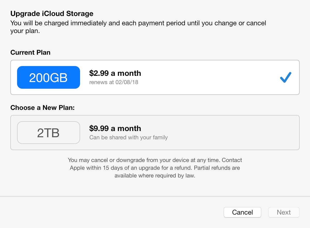 apple cloud storage options