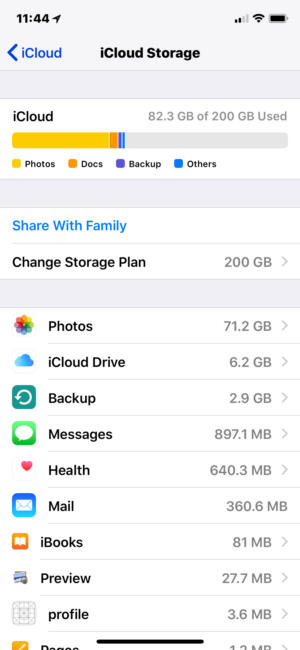 iOS gérer le stockage iCloud