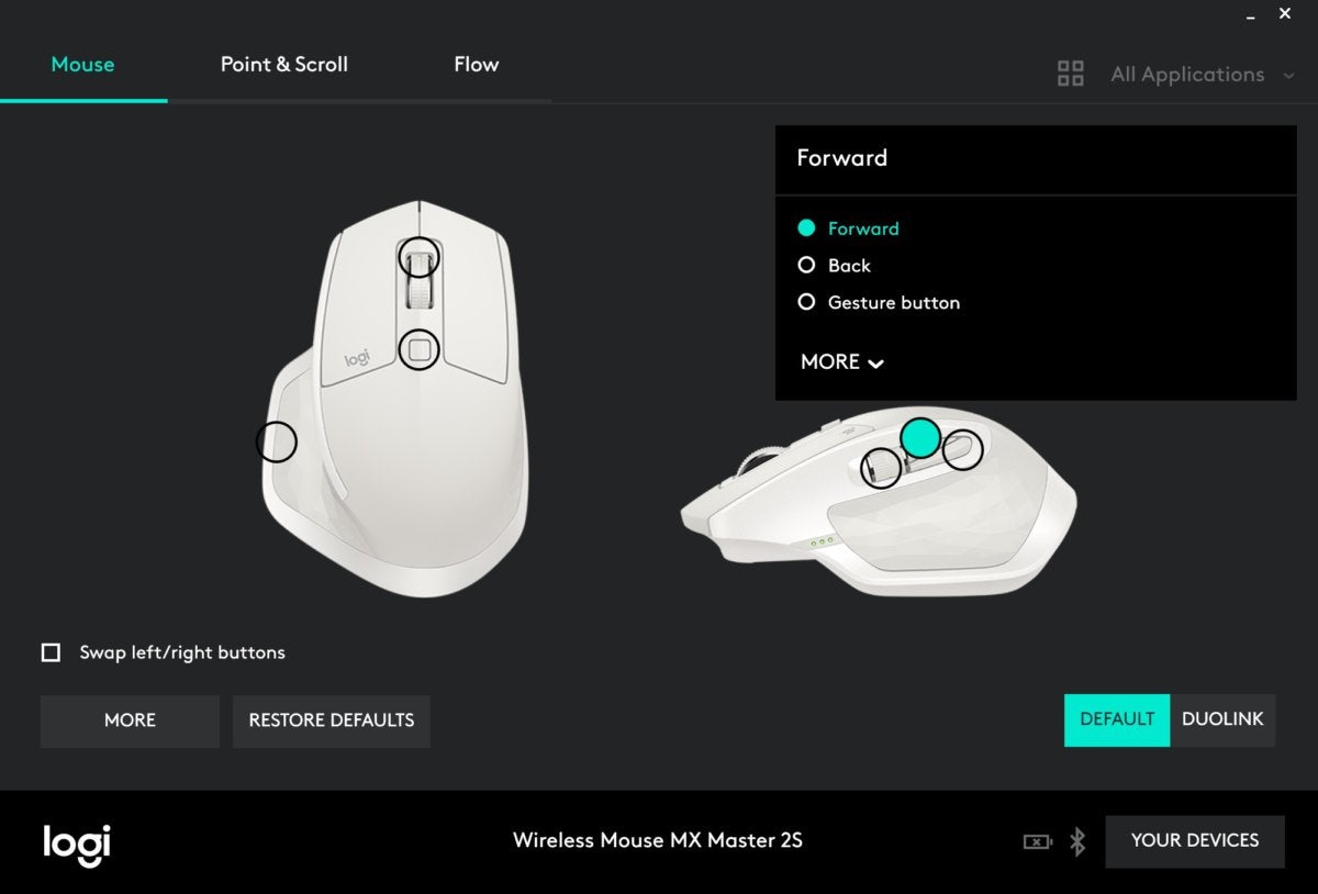 logitech options basic screenshot