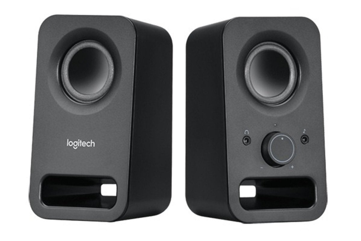 Logitech Z130 PC Speakers Computer//TV//Smartphone//Tablet Black 10 Watts Peak Power Headphone Jack Volume Controls Strong Bass Full Stereo Sound 3.5mm Audio Input