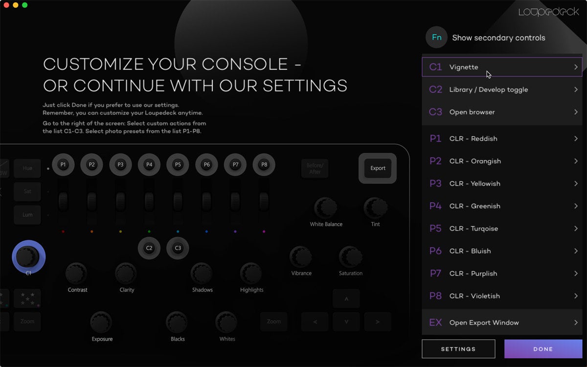 loupedeck settings controls