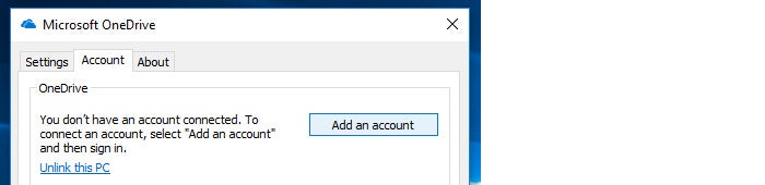 OneDrive Windows10 add account