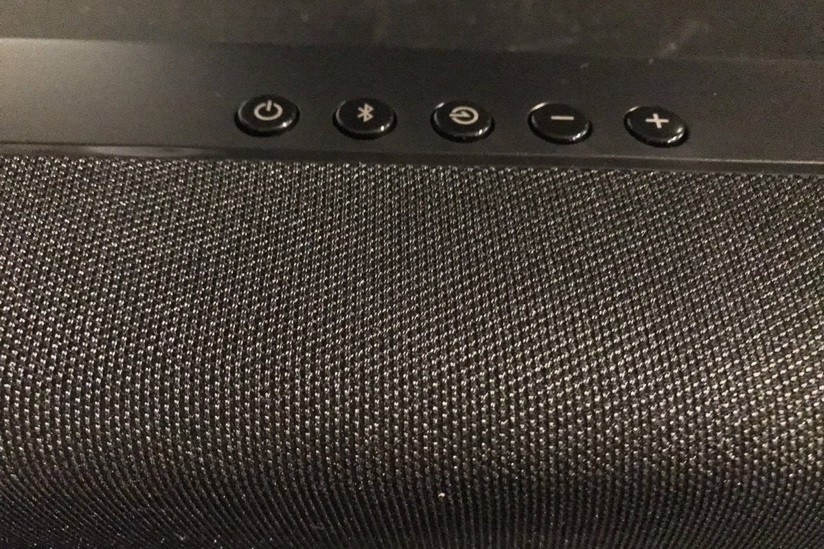 The top of the sound bar has buttons for all basic functions.