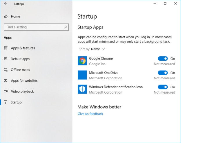 Windows 10 Redstone 4 startup apps