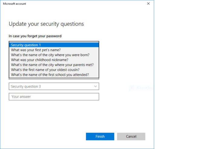 Windows 10 Redstone 4 local login password recovery