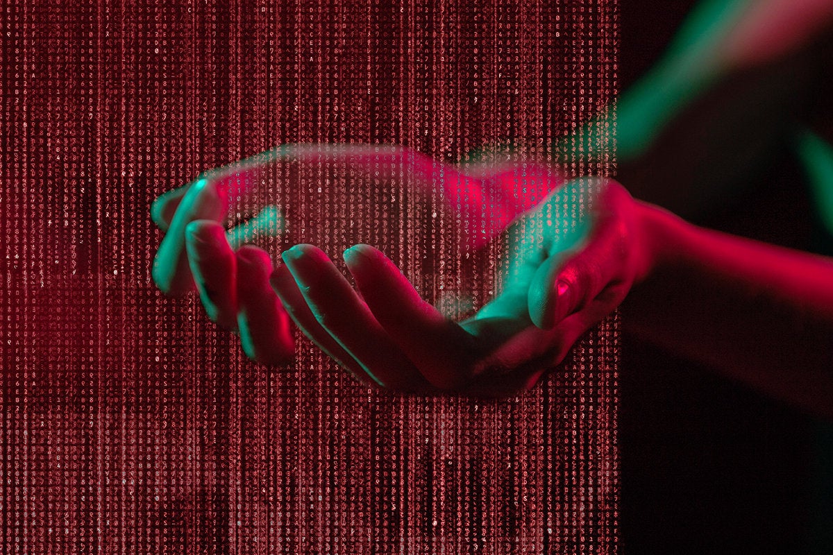 leaking binary data pouring through one's hands