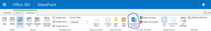 SharePoint Online - connect calendar outlook