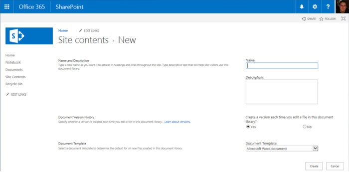 SharePoint Online - site contents new