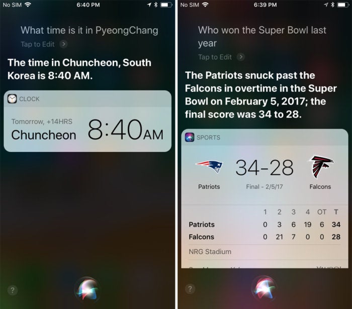 siri sports time