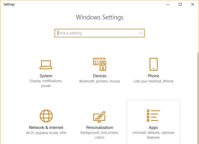 Windows 10 settings