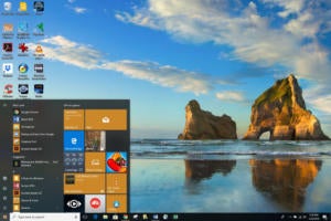 Windows 10 Start menu on desktop