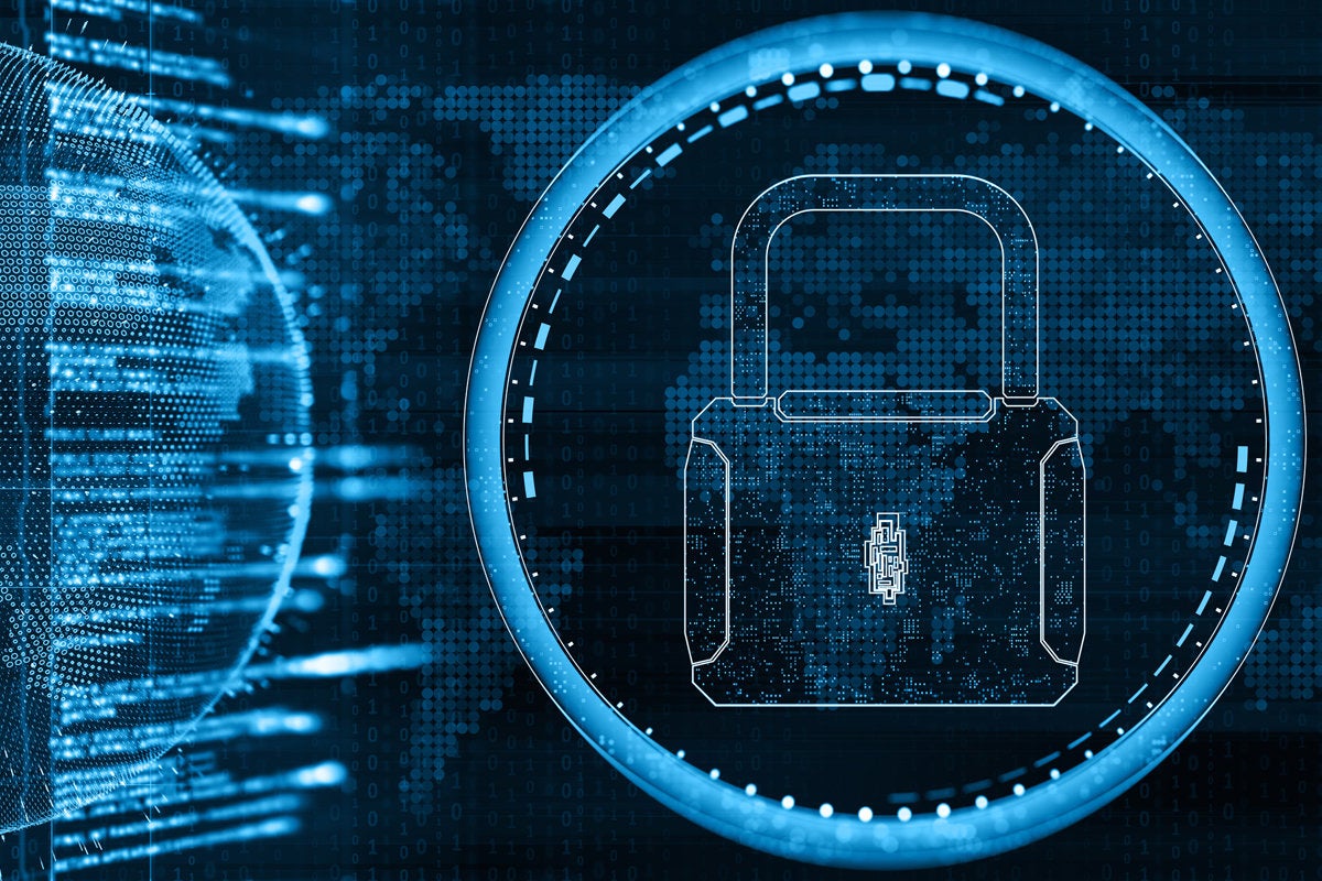 blue padlock in circle pixels digital security padlock
