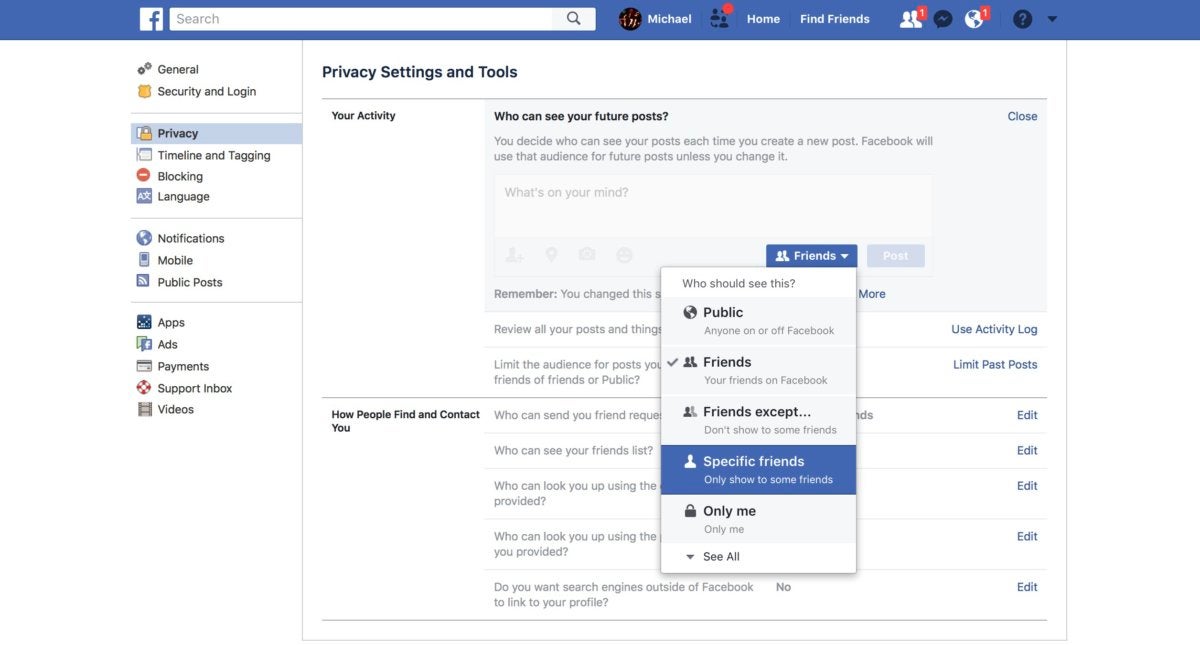 how to make my account on facebook private