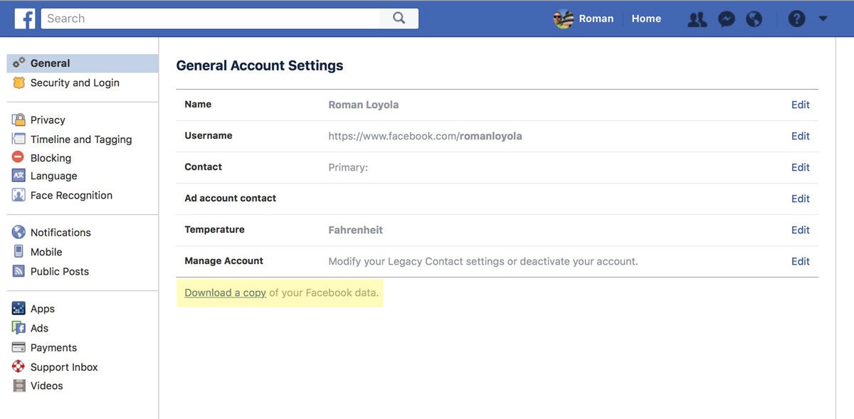 facebook download link