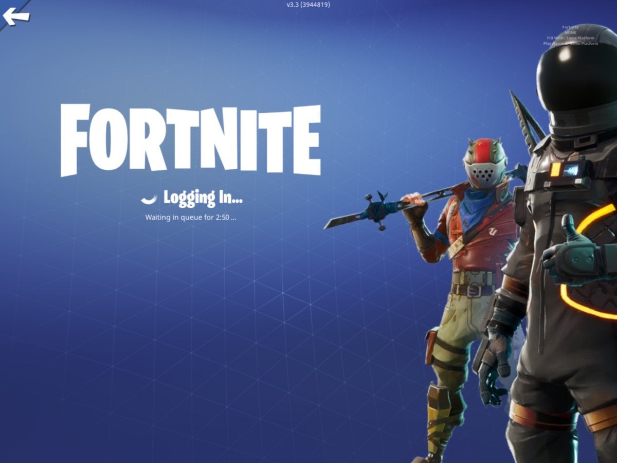 Fortnite: logging in