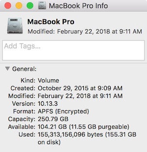 check disk space mac