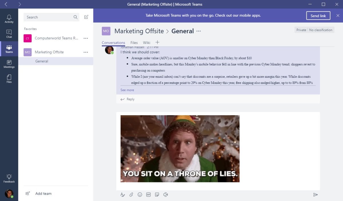 Microsoft Teams conversations tab