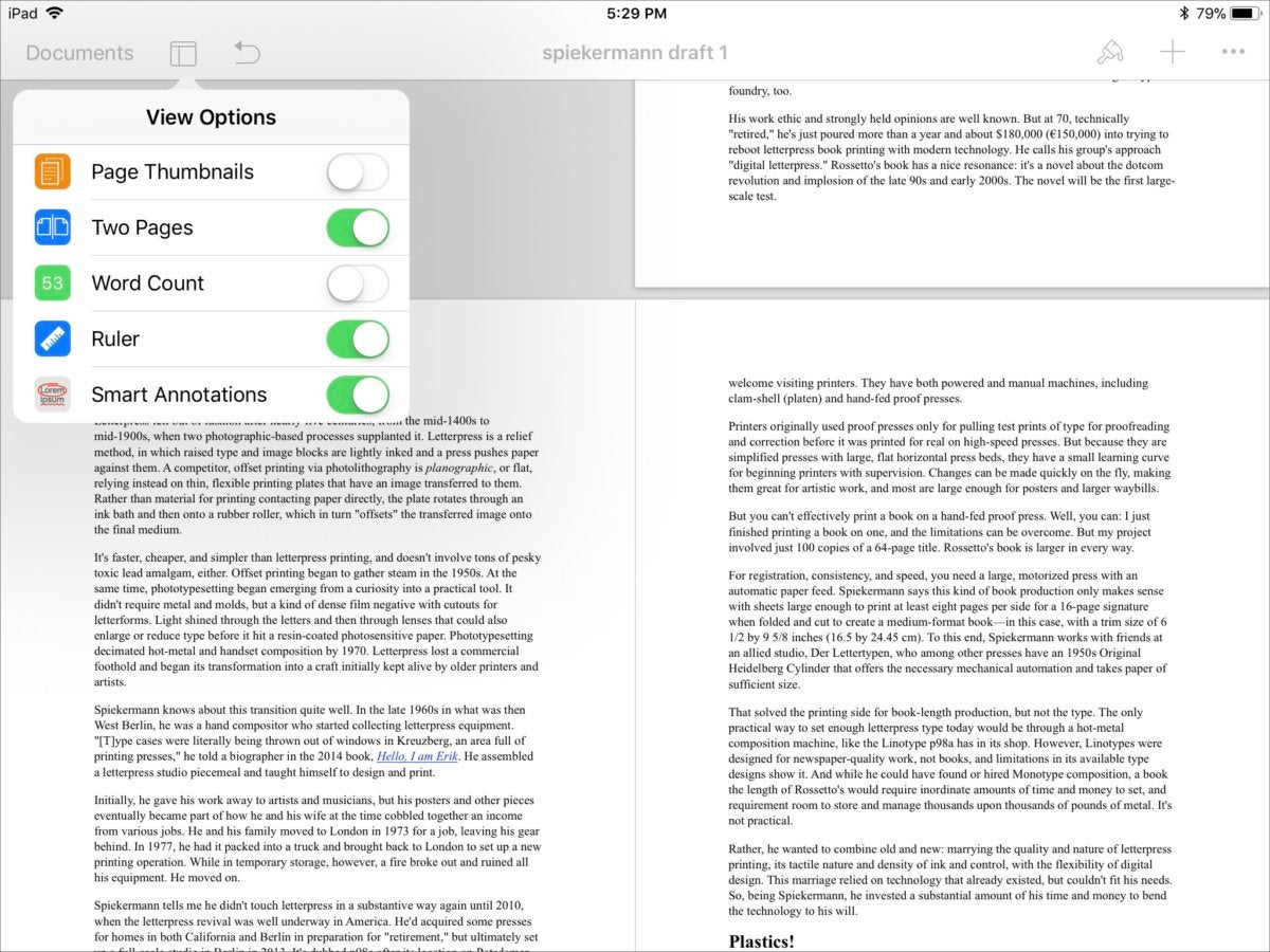 pages4 ios multiple page view