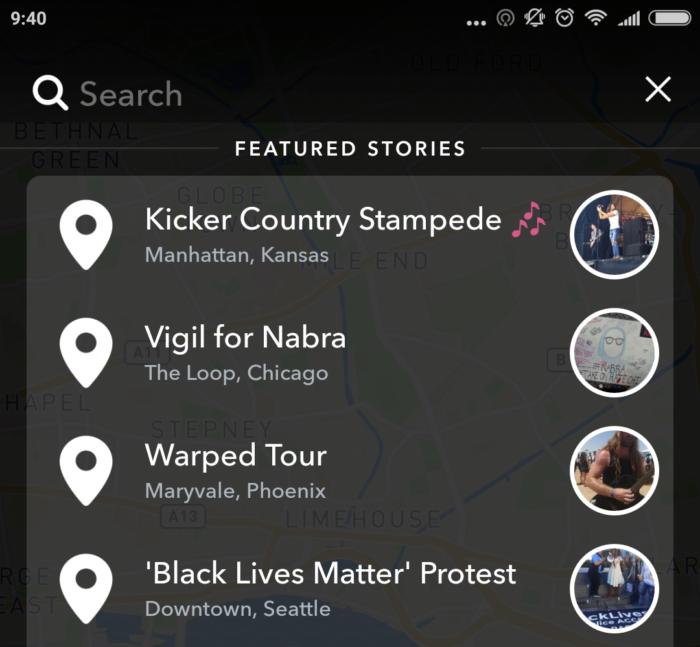 snapchat snap map search