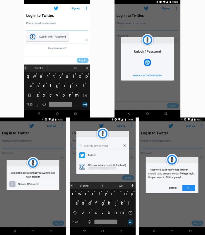 Android password managers 1Password