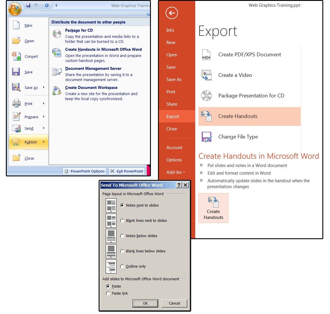 microsoft powerpoint 2016 send to word