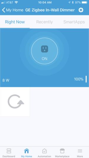SmartThings user interface