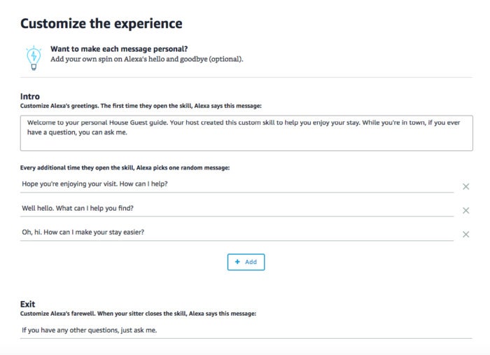 Customizing a private Alexa skill created with an Alexa Skill Blueprint