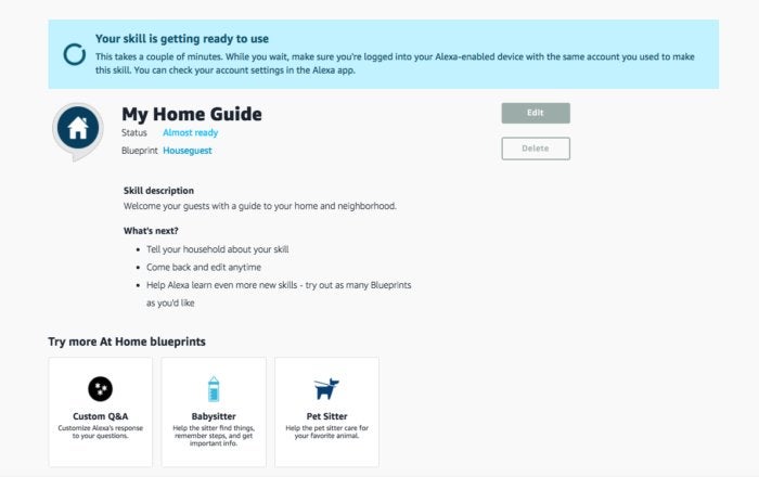 Waiting for your custom private Alexa skill