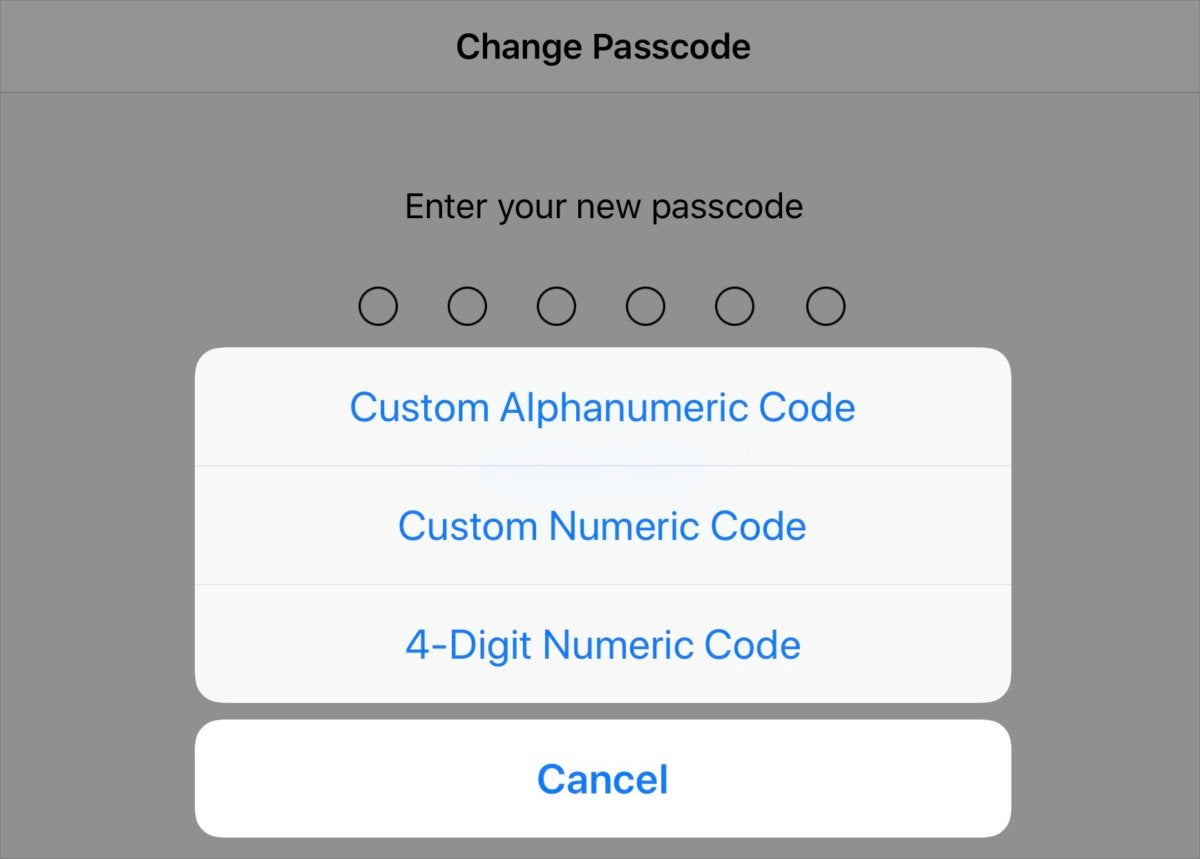 graykey set passcode options